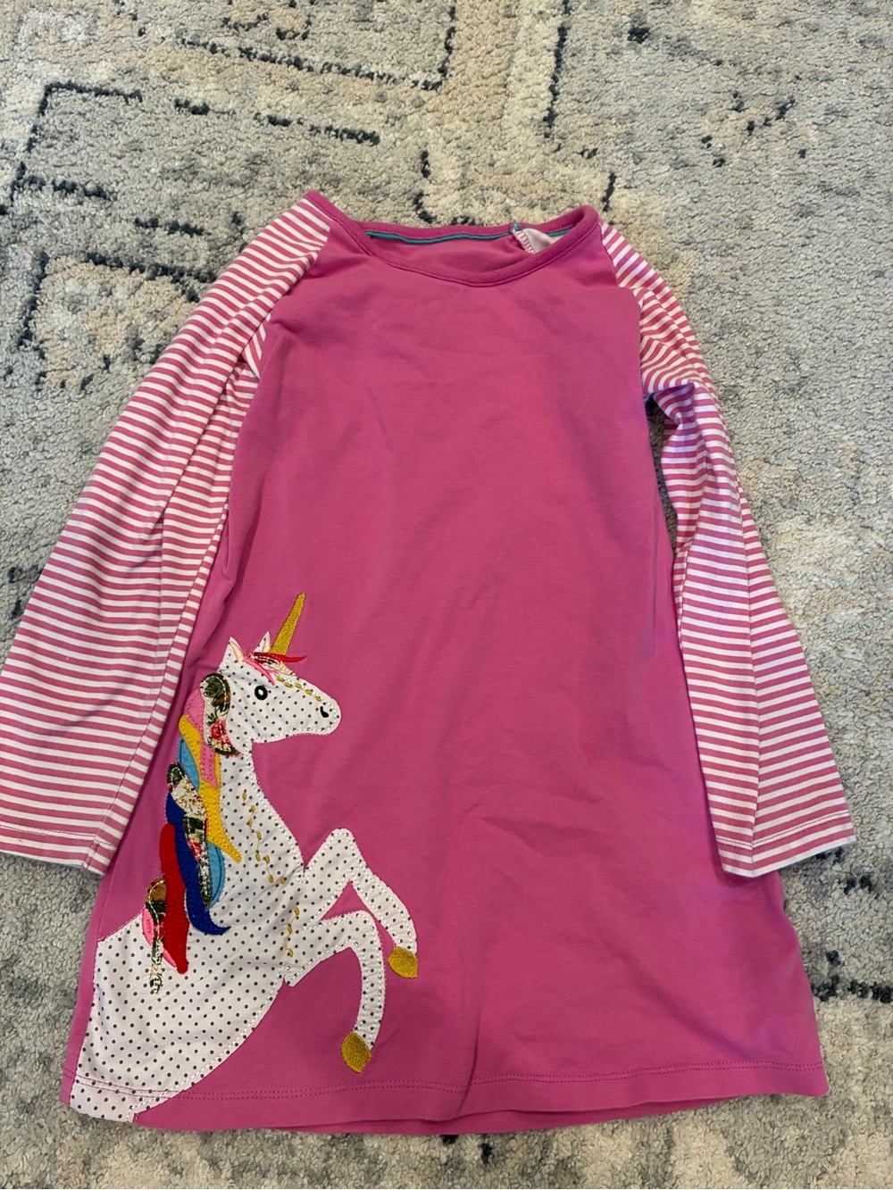 Girls Pink Unicorn Long-Sleeve Dress Top
